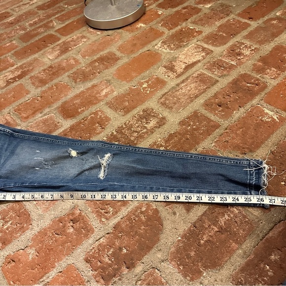 AMO size 25 Babe wash Divebar Destroy frayed hem straight distressed blue jeans - Picture 12 of 14